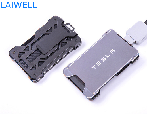 60*94*10MM 회색 맞춤형 RFID 알루미늄 지갑 AirTag 추적기 및 강철 클립과 함께 카드 소지