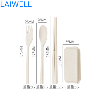 친환경 밀짚 섬유 파란색 접이식 3PC 플래트웨어 세트 지속 가능한 테이블웨어 주력자 환경 친화적 인 비즈니스에 맞춤형 및 재사용 가능