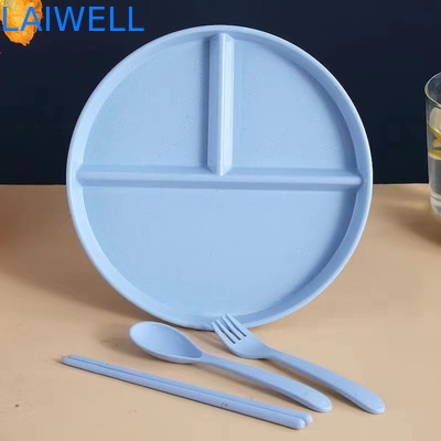 22CM 녹색 밀짚 섬유 뚜렷한 칸막이 떨어지지 않는 음식 접시 환경 친화적 식탁 환경 친화적 식탁용품