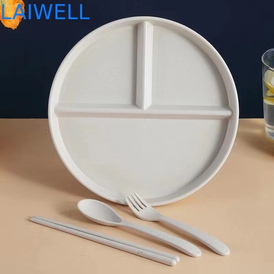 22CM 녹색 밀짚 섬유 뚜렷한 칸막이 떨어지지 않는 음식 접시 환경 친화적 식탁 환경 친화적 식탁용품