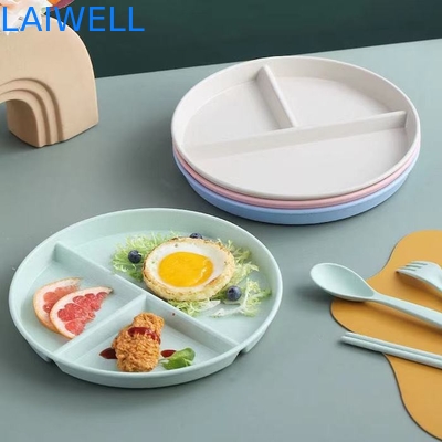 22CM 녹색 밀짚 섬유 뚜렷한 칸막이 떨어지지 않는 음식 접시 환경 친화적 식탁 환경 친화적 식탁용품