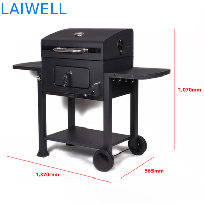검은 분말은 24 인치 정원 바베큐 그릴 숯 손수레 Bbq를 코팅했습니다